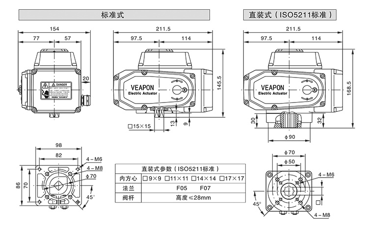 VEAPON電動(dòng)執(zhí)行器參數(shù)